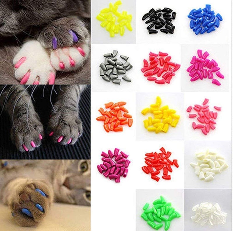 JOYJULY 100pcs Cat Nail Caps Kitten Caps Cat Caps Cat Nail Covers with 5pcs Adhesive Glue+5pcs Applicators+Instruction - Image 2